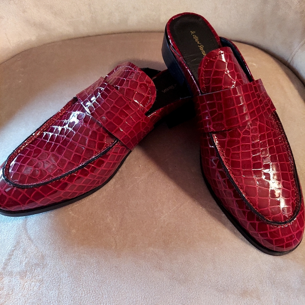 &other stories Women's Croc Patent Leather Slip-on Loafers 10.5US